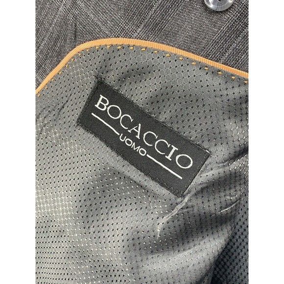 BOCACCIO UOMO Sports Coat 46R Solid Gray Formal Cross Hatch Blazer Suit Jacket - Picture 4 of 16